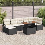 vidaXL Tuin Eettafel Set met kussen 8 pcs Zwart en Crème, Verzenden, Nieuw