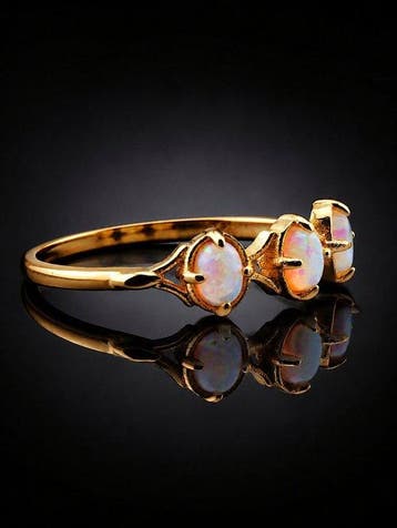 Bague Opale de style australien - argent 925 - bijou à trois