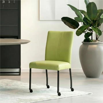 Set van 8 Leren eetkamerstoelen Deal - Hermes Lime, Ophalen of Verzenden, Nieuw, Leer