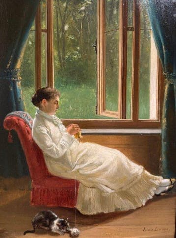 Louis Lampe (1840- na 1898) - The Knitter
