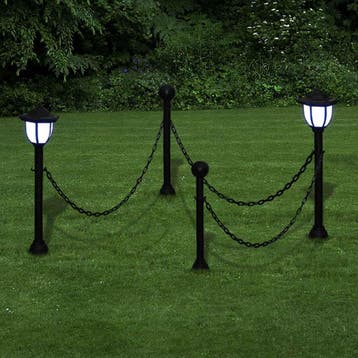 vidaXL Solarlampen 4 st met hekwerk en palen, Verzenden