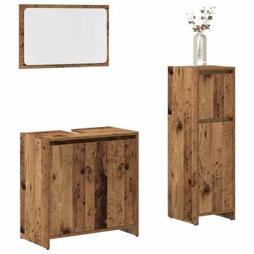 vidaXL 3-delige Badkamermeubelset bewerkt hout oud, Verzenden, Nieuw