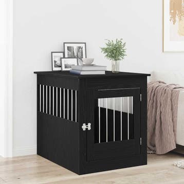 vidaXL Hondenbenchmeubel 64,5x80x71 cm bewerkt hout zwart, Dieren en Toebehoren, Hondenhokken, Verzenden, Nieuw