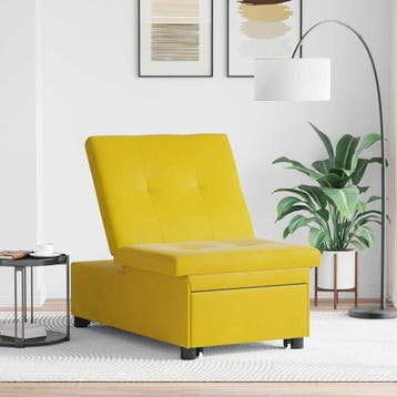 vidaXL Slaapbank / zetel Geel 194 x 67 x 82 cm Fluweel, Huis en Inrichting, Zetels | Zetels, Verzenden, Nieuw