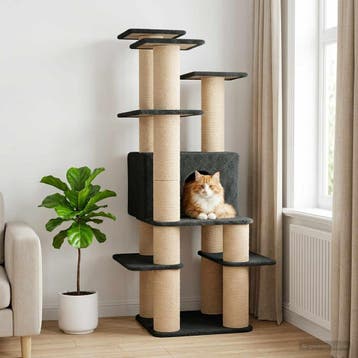 vidaXL Kattentoren met sisal krabpalen Donkergrijs 161 cm, Verzenden, Nieuw