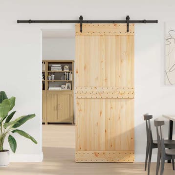 vidaXL Schuifdeur NARVIK Naturel en Zwart 90 x 210 cm (213,5, Verzenden, Nieuw
