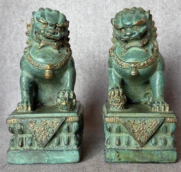 Exclusieve Set Foo Dogs - Brons - China, Antiek en Kunst