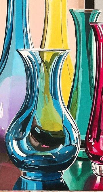 Antonio Perotti - Stll Life Vasi in vetro, Antiek en Kunst