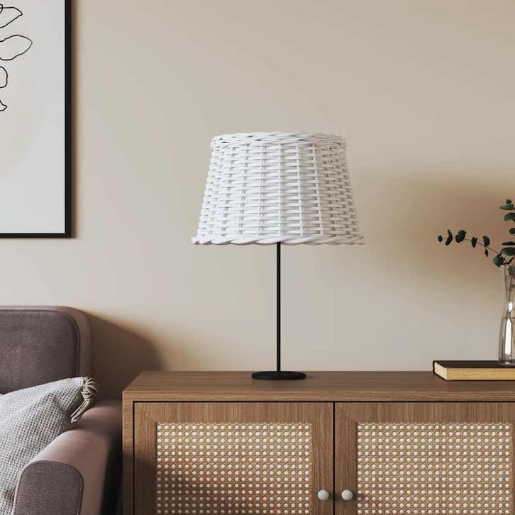 vidaXL Lampenkap Ø45x28 cm wicker wit, Huis en Inrichting, Lampen | Overige, Nieuw, Verzenden