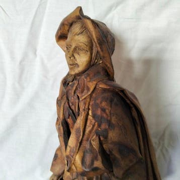indrizzi - Beeld, Pastore con canestro - 40 cm - Papier -