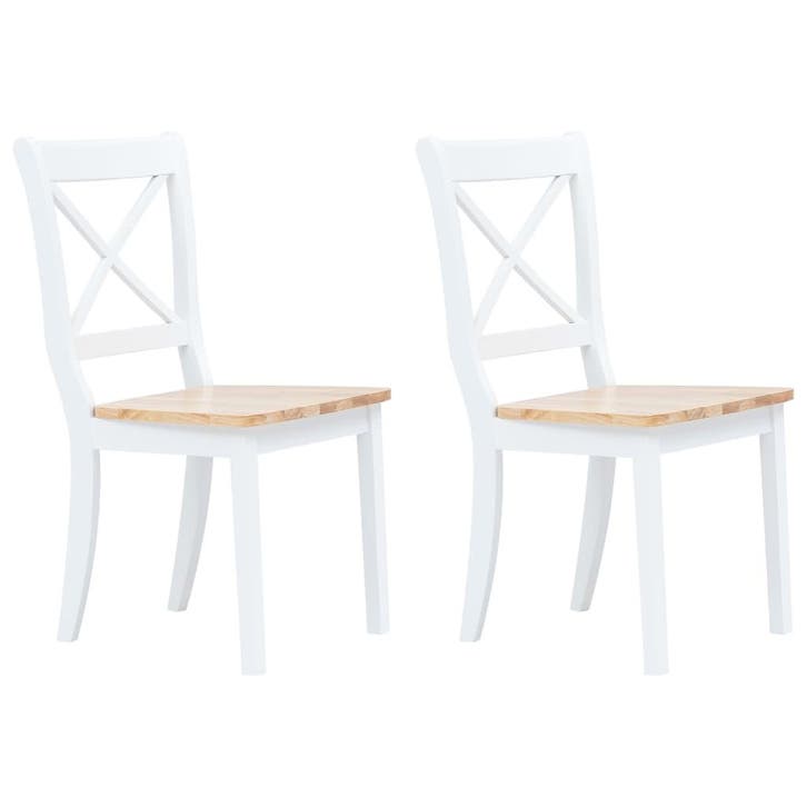 vidaXL Eetkamerstoelen 2 st massief rubberwood naturel en, Huis en Inrichting, Stoelen, Nieuw, Verzenden