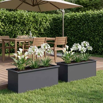 vidaXL Tuinplantenbak met led 2 st Antraciet 40 x 100 x 40, Verzenden, Nieuw