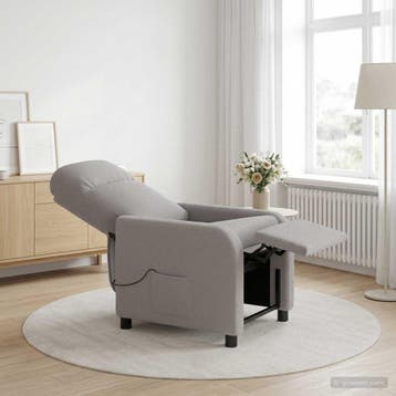 vidaXL Massage Relaxstoel Lichtgrijs Bouclé, Verzenden, Nieuw