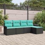 vidaXL Tuinbank Set met opslag 5 pcs Zwart poly rattan, Verzenden