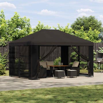 vidaXL Tuin gazebo met zijwanden 4 × 3 m Antracietkleurig, Verzenden