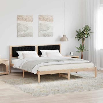 vidaXL Bedframe met hoofdeinde Zwart 160 x 200 cm Massief, Verzenden, Nieuw