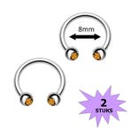 Fako Bijoux - Circular Barbell Piercing - Hoefijzer Kristal, Verzenden