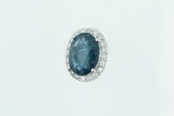 Zonder minimumprijs - Hanger Platina - 1.28ct. tw. Saffier -