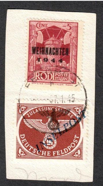 Duitse Rijk 1945 - Inselpost- Feldpostzegels Nr. 10 BbII+ 12, Gestempeld
