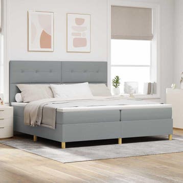vidaXL LED Box Spring Bed met hoofdeinde Lichtgrijs 200 x, Verzenden, Nieuw