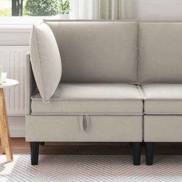 vidaXL Hoek Sofa met Opbergruimte Havermout Fluweel, Verzenden, Nieuw