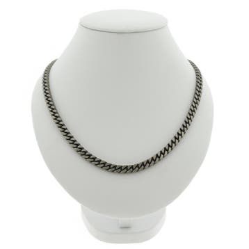 Zilveren robuuste gourmetschakel ketting, Handtassen en Accessoires, Kettingen, Ophalen of Verzenden, Gebruikt, Zilver, Zilver