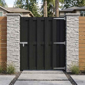 vidaXL Tuinpoort 100 x 112 cm WPC en Aluminium Zwart, Verzenden
