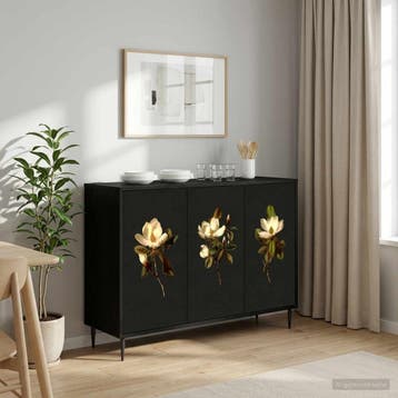 vidaXL Dressoir BREMEN Zwart eiken 102 x 33 x 76 cm Bewerkt, Verzenden