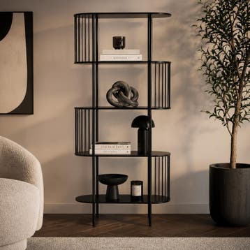 Wandkast Hoxton 5-laags - zwart - 80 x 34 x 172 cm, Verzenden, Nieuw