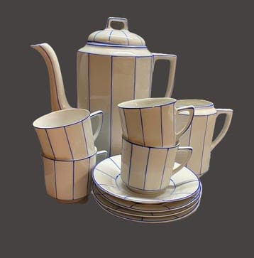 Lubau-Podersam - Art Deco Koffieservies & Wandzoutbak -