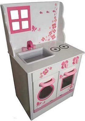 Playwood Houten Kinderkeuken Wit/Roze - 74 cm, Verzenden, Nieuw