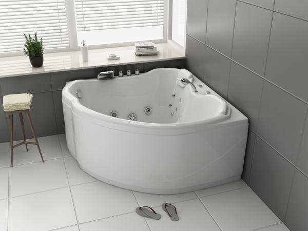Veiling - Whirlpool Massagebad - Wit - Hoekbad - 138x138x68c, Doe-het-zelf en Bouw, Sanitair, Nieuw
