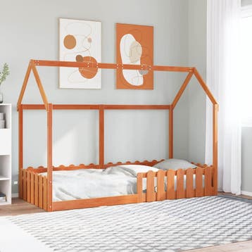 vidaXL Bedhuis wasbruin massief grenenhout 90x190 cm, Verzenden