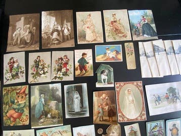 Frankrijk - Lot van 95 oude grote reclamechromolithos -, Gelopen