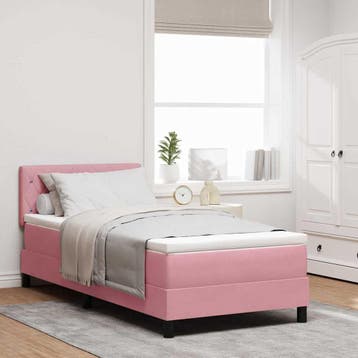 vidaXL LED Box Spring Bed met matras met LED Roze 90 x 200, Verzenden