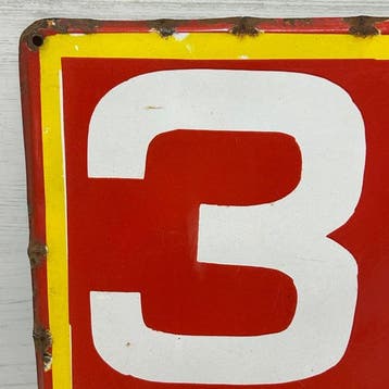 Vintage Japans emaille reclamebord 3x Tokusuru – Oude