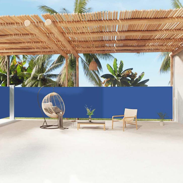 vidaXL Windscherm uittrekbaar 160x1200 cm blauw, Tuin en Terras, Parasols, Nieuw, Verzenden