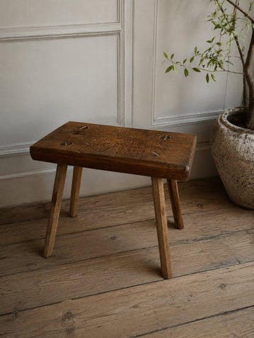 Kruk - Eik - Oude handgemaakte eikenhouten kruk