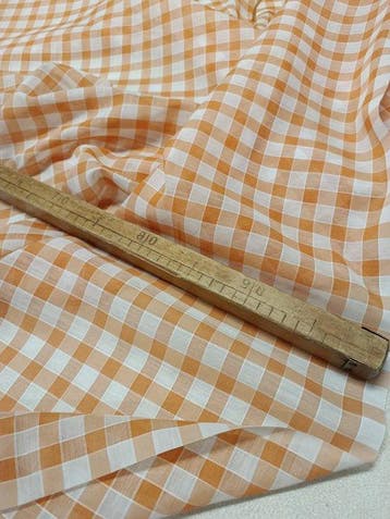 Stupendo cotone vintage leggero a quadri arancioni -