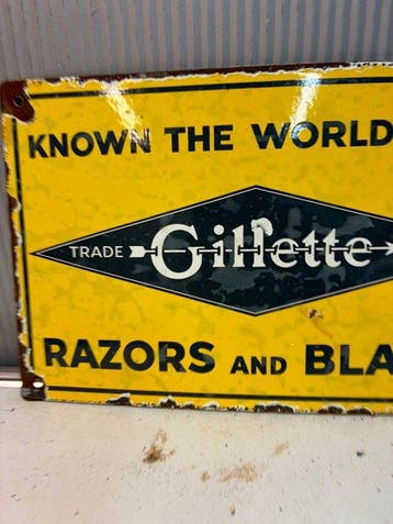 Gillette Razors and Blades – Emaille Reclamebord - Emaille