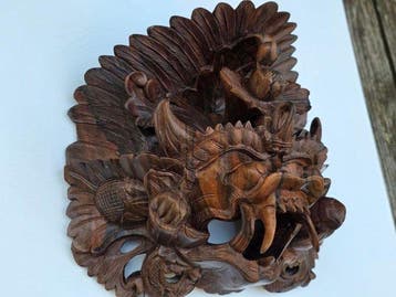 Met de hand uitgehakt Balinees Barong-masker - Barong -