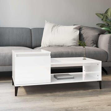 vidaXL Salontafel 100x50x45 cm bewerkt hout hoogglans wit, Verzenden, Nieuw