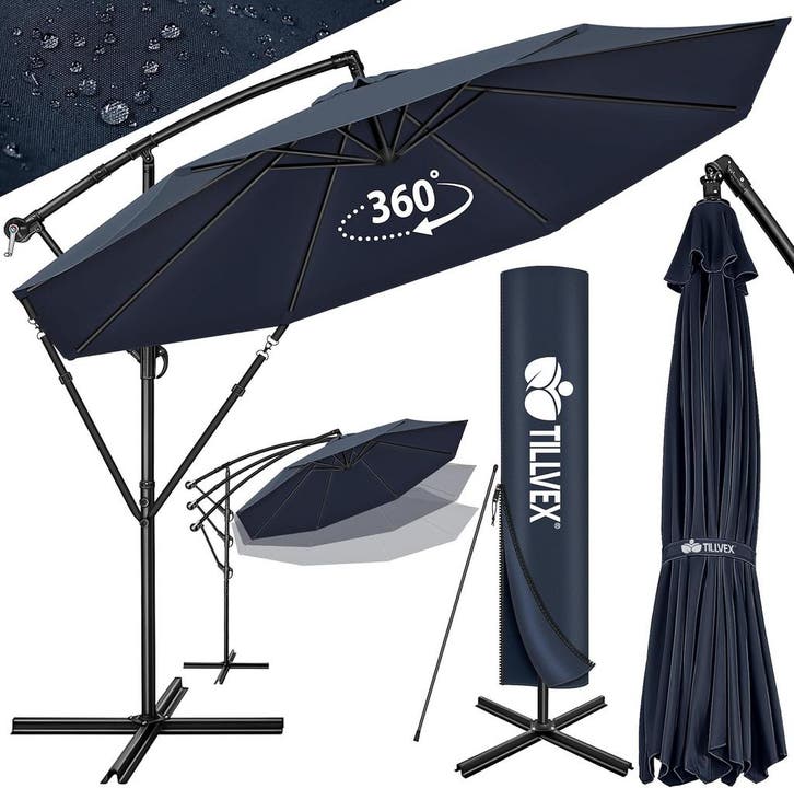 Zweefparasol - Tuinparasol - Parasol 350 cm - Met voet - Met, Tuin en Terras, Parasols, Nieuw, Verzenden