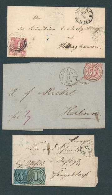 Thurn und Taxis 1851/1862 - Partij Bedarfspost met 5, Postzegels en Munten, Gestempeld