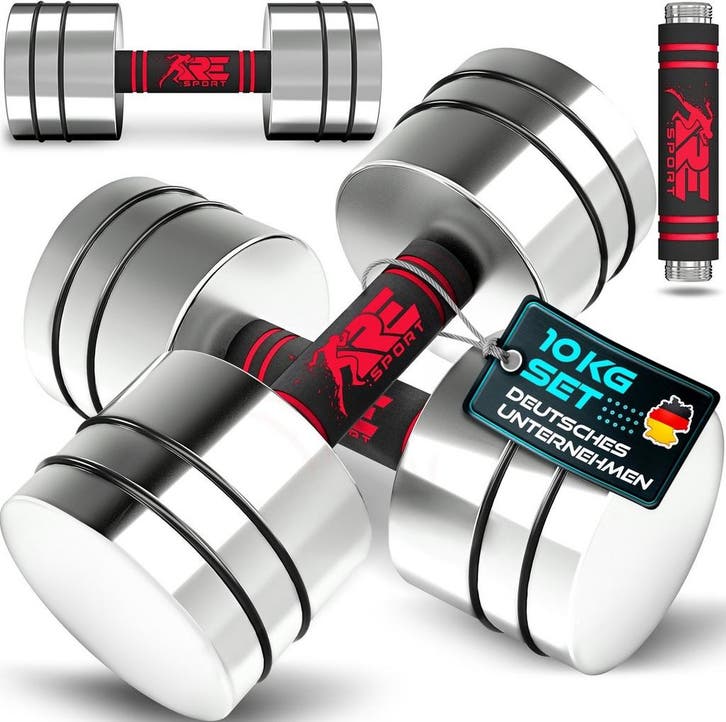 RE:SPORT - set van 2 dumbbells - 2x 10 kg - massief staal /, Sports & Fitness, Sports & Fitness Autre, Envoi