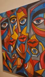 Olena Blinnikova (1963) - Oil painting-Multiplas Faces-No, Antiek en Kunst