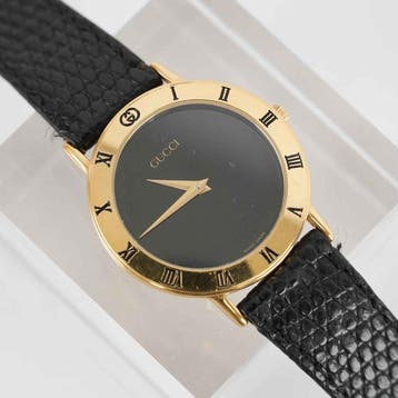 Gucci - Vintage Gold-Tone Quartz Watch Black Dial Roman, Nieuw