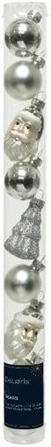 Kerstballen kerstfiguren Glas Zilver 3-6 cm koker 9 stuks, Nieuw