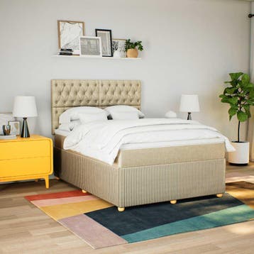 vidaXL Boxspring met matras stof crèmekleurig 160x200 cm, Verzenden, Nieuw