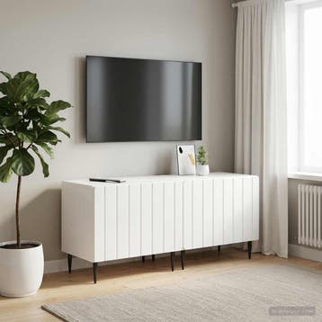 vidaXL Tv-meubel Hoogglans Wit Bewerkt hout, Huis en Inrichting, Verzenden, Nieuw